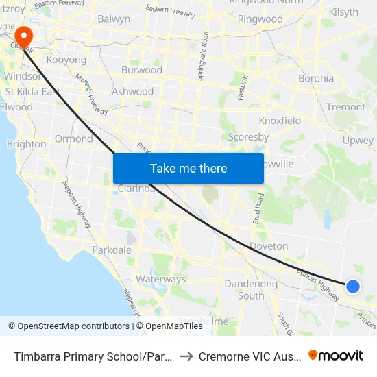 Timbarra Primary School/Parkhill Dr to Cremorne VIC Australia map