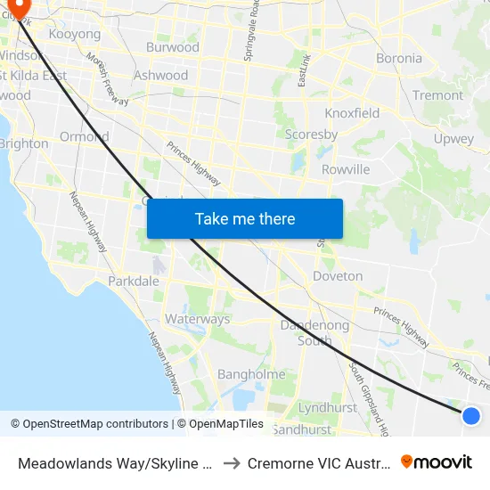 Meadowlands Way/Skyline Way to Cremorne VIC Australia map
