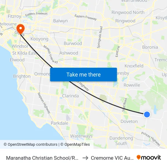 Maranatha Christian School/Reema Bvd to Cremorne VIC Australia map