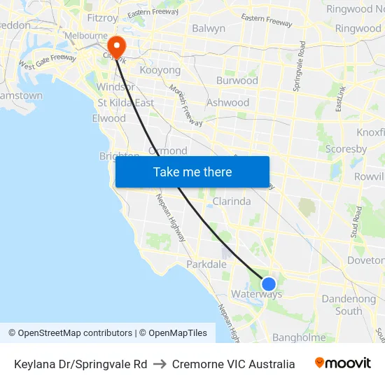 Keylana Dr/Springvale Rd to Cremorne VIC Australia map