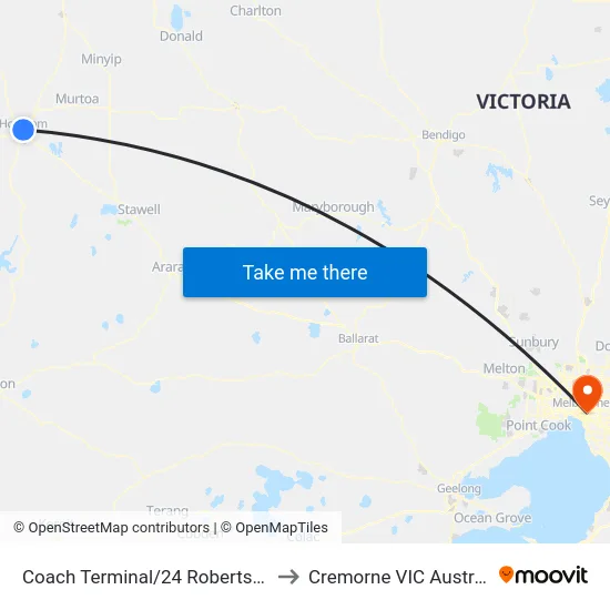 Coach Terminal/24 Roberts Ave to Cremorne VIC Australia map