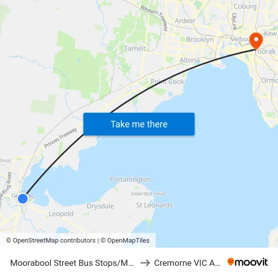 Moorabool Street Bus Stops/Moorabool St to Cremorne VIC Australia map