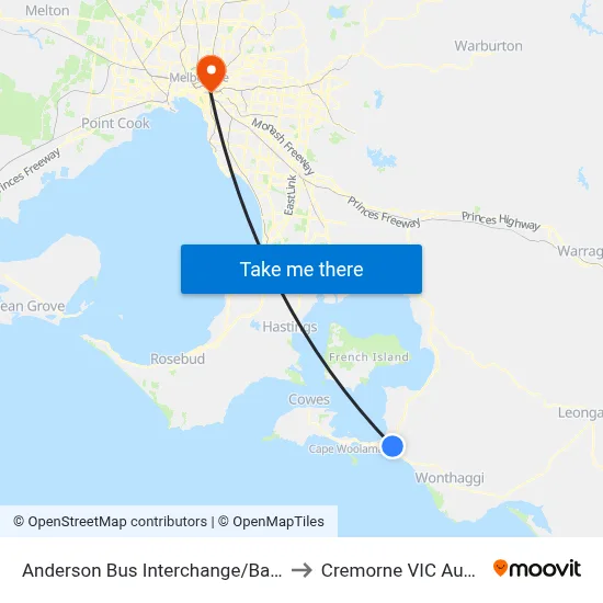 Anderson Bus Interchange/Bass Hwy to Cremorne VIC Australia map
