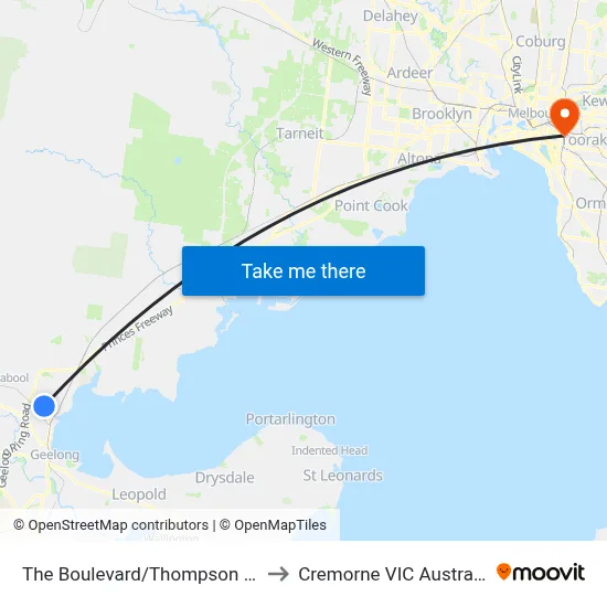 The Boulevard/Thompson Rd to Cremorne VIC Australia map