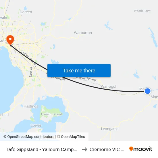 Tafe Gippsland - Yallourn Campus/Monash Rd to Cremorne VIC Australia map