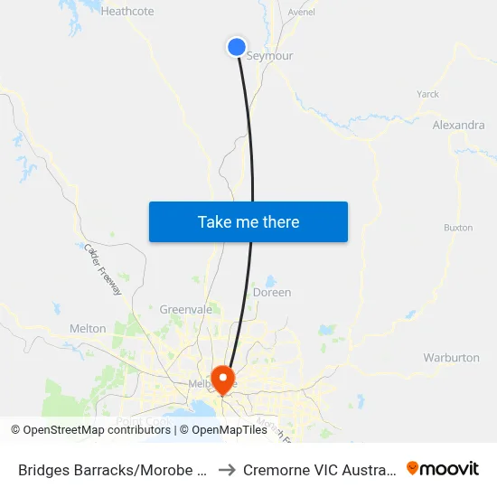 Bridges Barracks/Morobe Rd to Cremorne VIC Australia map