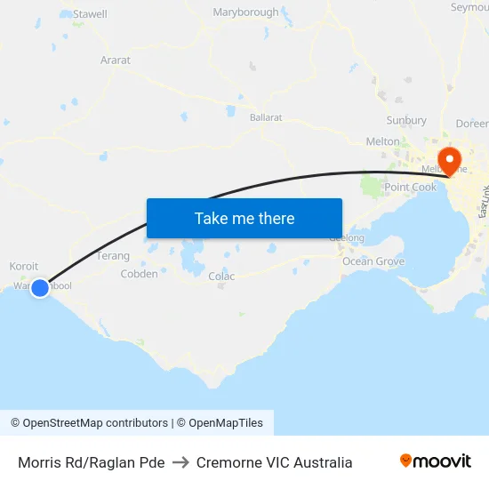 Morris Rd/Raglan Pde to Cremorne VIC Australia map