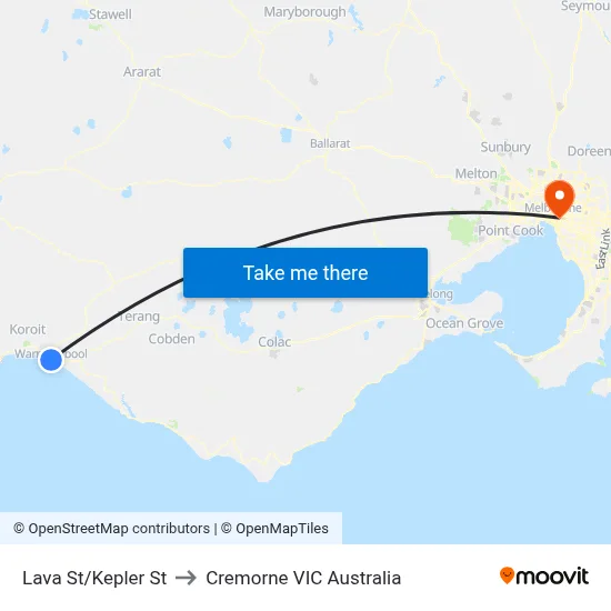 Lava St/Kepler St to Cremorne VIC Australia map