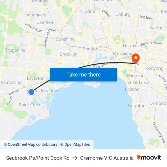 Seabrook Ps/Point Cook Rd to Cremorne VIC Australia map