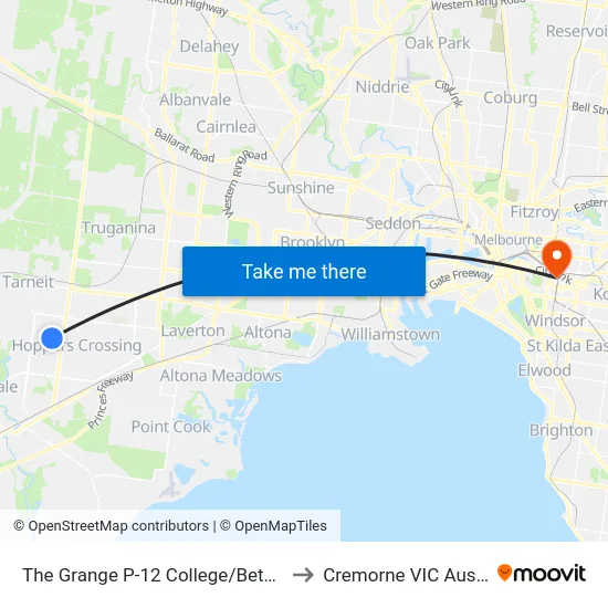 The Grange P-12 College/Bethany Rd to Cremorne VIC Australia map