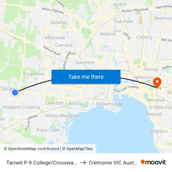 Tarneit P-9 College/Crossway Ave to Cremorne VIC Australia map
