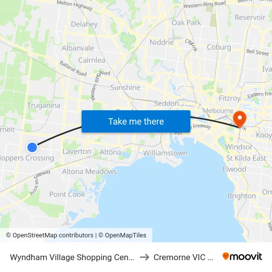 Wyndham Village Shopping Centre/Sayers Rd to Cremorne VIC Australia map