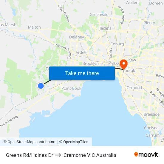 Greens Rd/Haines Dr to Cremorne VIC Australia map