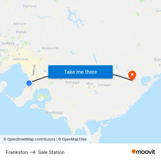 Frankston to Sale Station map