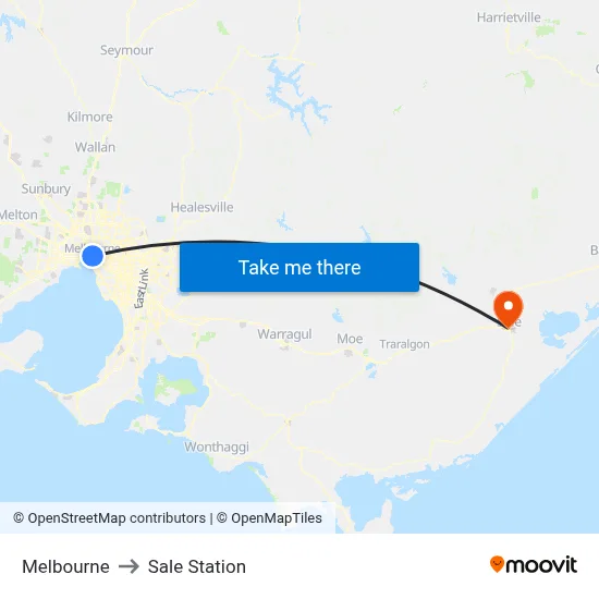 Melbourne to Sale Station map