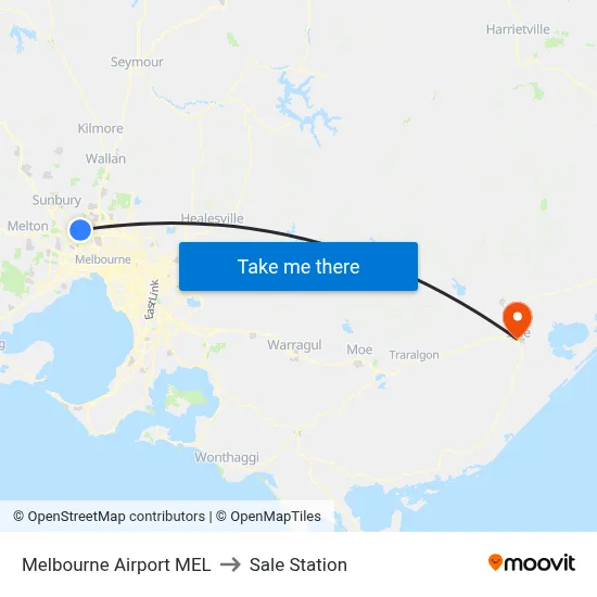 Melbourne Airport MEL to Sale Station map