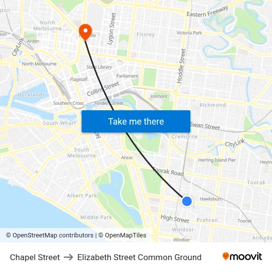 Chapel Street to Elizabeth Street Common Ground map