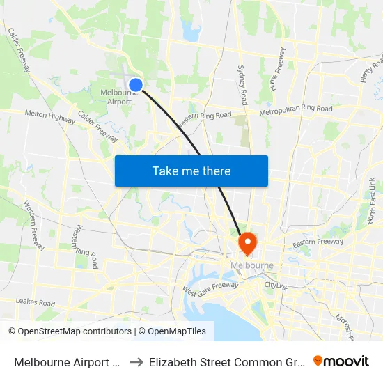 Melbourne Airport MEL to Elizabeth Street Common Ground map