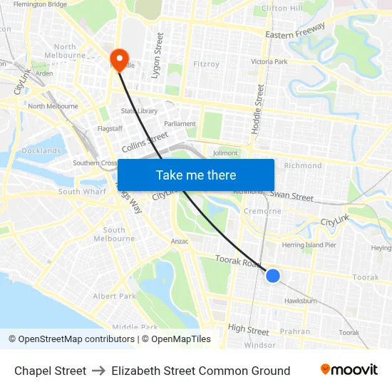 Chapel Street to Elizabeth Street Common Ground map