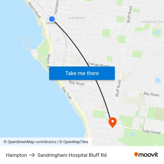 Hampton to Sandringham Hospital Bluff Rd map
