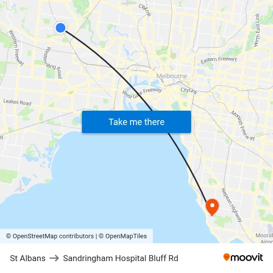 St Albans to Sandringham Hospital Bluff Rd map