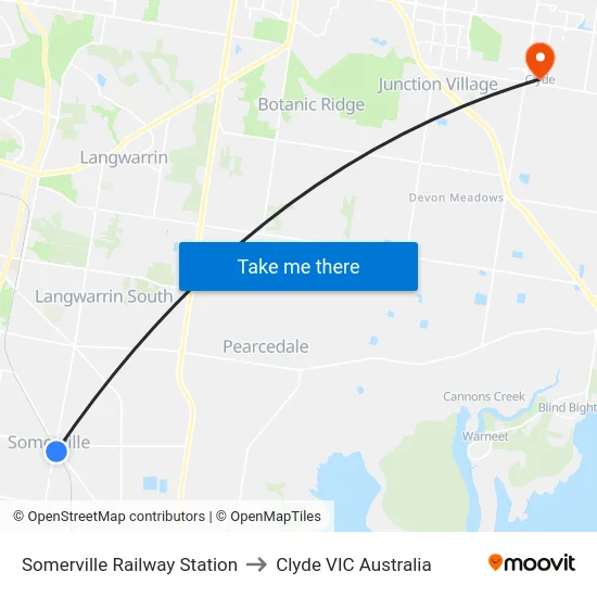 Somerville Railway Station to Clyde VIC Australia map