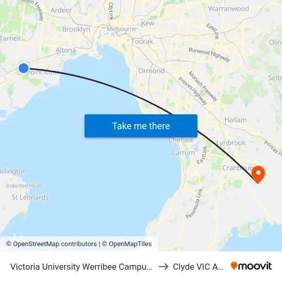 Victoria University Werribee Campus/Hoppers Lane to Clyde VIC Australia map