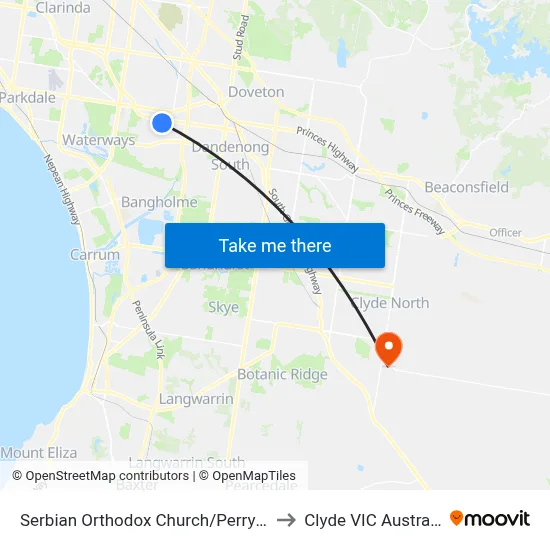 Serbian Orthodox Church/Perry Rd to Clyde VIC Australia map