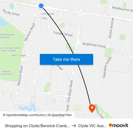Shopping on Clyde/Berwick-Cranbourne Rd to Clyde VIC Australia map