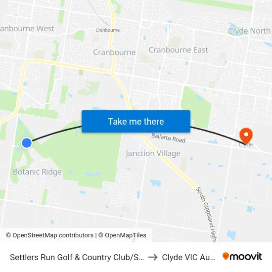 Settlers Run Golf & Country Club/Settlers Run to Clyde VIC Australia map