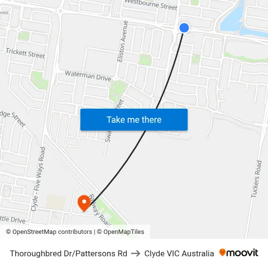 Thoroughbred Dr/Pattersons Rd to Clyde VIC Australia map