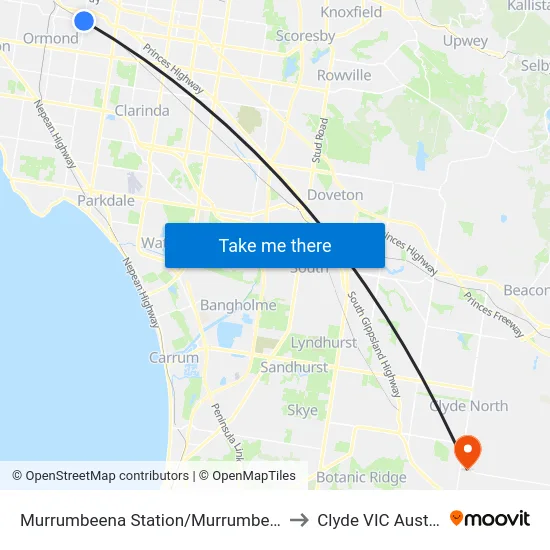 Murrumbeena Station/Murrumbeena Rd to Clyde VIC Australia map