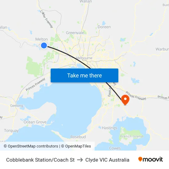 Cobblebank Station/Coach St to Clyde VIC Australia map