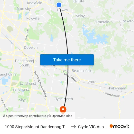 1000 Steps/Mount Dandenong Tourist Rd to Clyde VIC Australia map