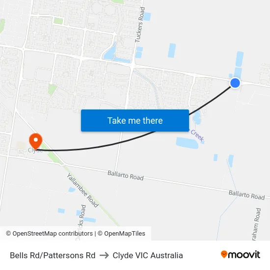 Bells Rd/Pattersons Rd to Clyde VIC Australia map