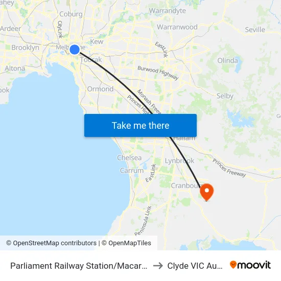Parliament Railway Station/Macarthur St #10 to Clyde VIC Australia map