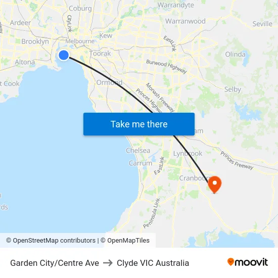 Garden City/Centre Ave to Clyde VIC Australia map