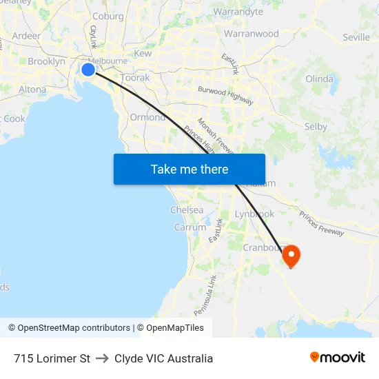 715 Lorimer St to Clyde VIC Australia map