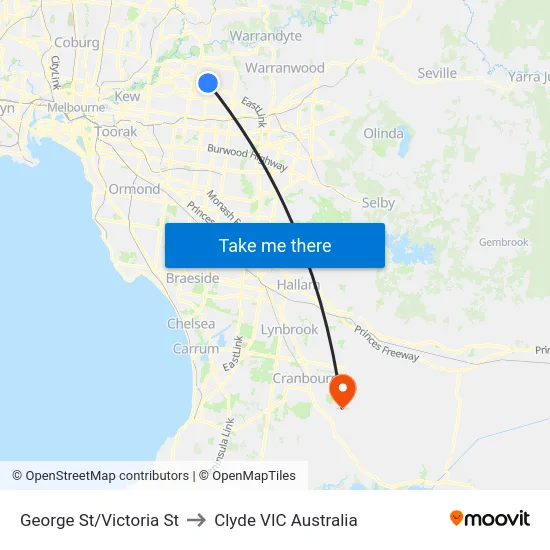 George St/Victoria St to Clyde VIC Australia map