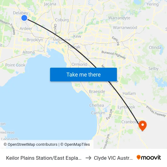 Keilor Plains Station/East Esplanade to Clyde VIC Australia map