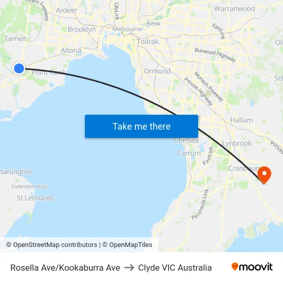 Rosella Ave/Kookaburra Ave to Clyde VIC Australia map