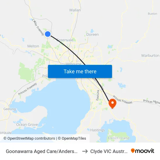 Goonawarra Aged Care/Anderson Rd to Clyde VIC Australia map
