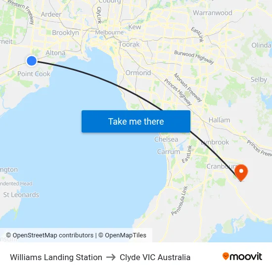 Williams Landing Station to Clyde VIC Australia map