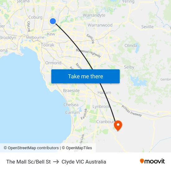 The Mall Sc/Bell St to Clyde VIC Australia map