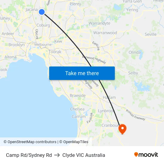 Camp Rd/Sydney Rd to Clyde VIC Australia map