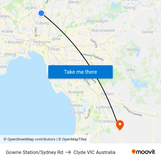 Gowrie Station/Sydney Rd to Clyde VIC Australia map