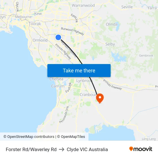Forster Rd/Waverley Rd to Clyde VIC Australia map