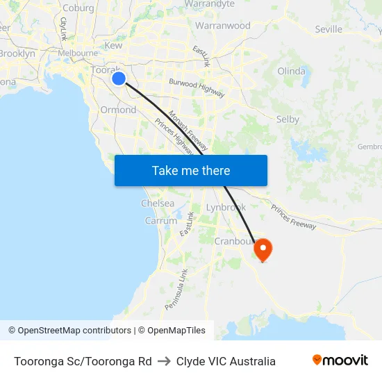 Tooronga Sc/Tooronga Rd to Clyde VIC Australia map
