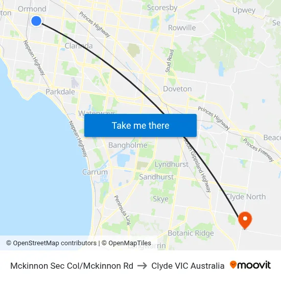 Mckinnon Sec Col/Mckinnon Rd to Clyde VIC Australia map