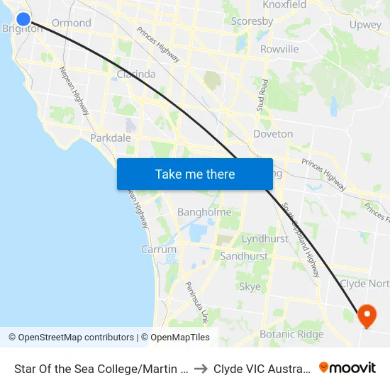 Star Of the Sea College/Martin St to Clyde VIC Australia map